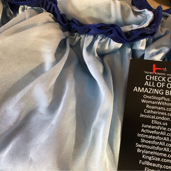 Amoureuse NWT Baby Doll Ruffle Gown Sky Blue w/ Royal Blue Trim-wms sz 4x(34/36) - Picture 8 of 12